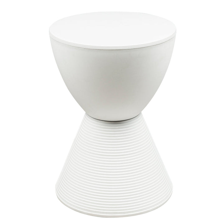 Durant Reversible Drum End Table with Storage – No Assembly Lightweight Accent Side Table for Indoor & Outdoor Use AllModern Color: White