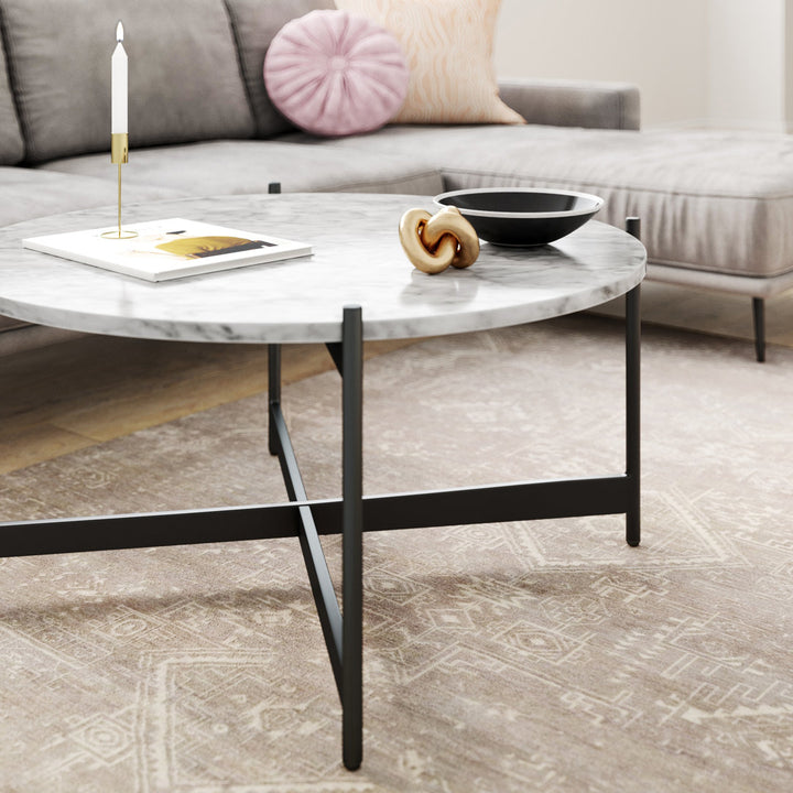 Belynda Cross Legs Coffee Table Wrought Studio™ Color: Black