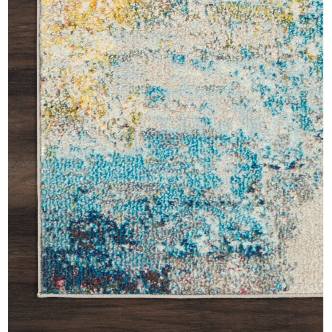 Adrihana Abstract Blue/Yellow Area Rug Williston Forge Rug Size: Rectangle 6'7" x 9'7"