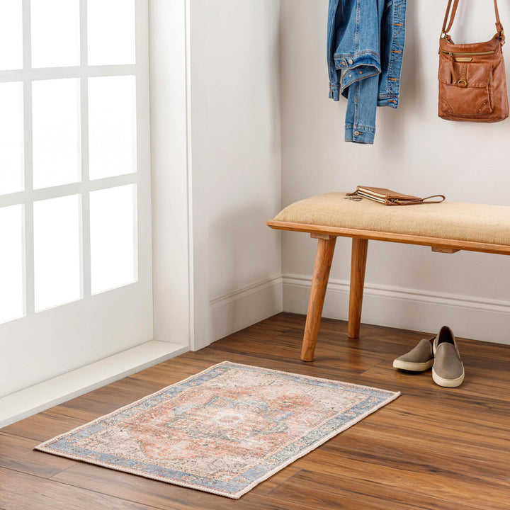 Mya Machine Washable Oriental Brick Red/Light Gray Area Rug World Menagerie Rug Size: Rectangle 2' x 3'