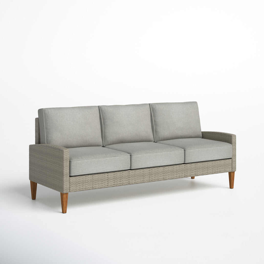 Gabor 75.75" Wide Outdoor Wicker Patio Sofa with Cushions Birch Lane™