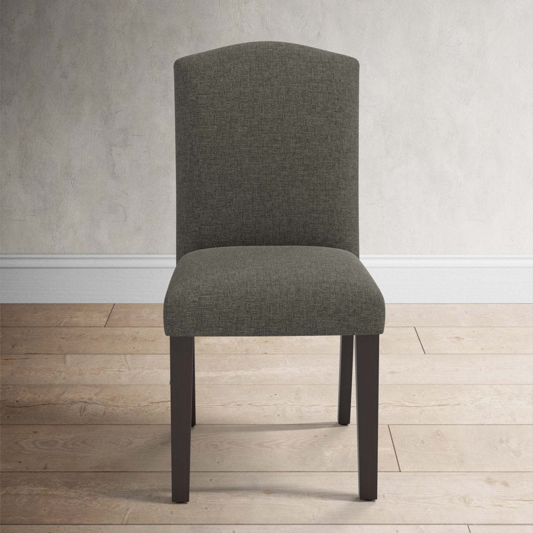 Estrela Upholstered Dining Chair Birch Lane™ Upholstery Color: Zuma Charcoal Textured Linen, Leg Color: Espresso