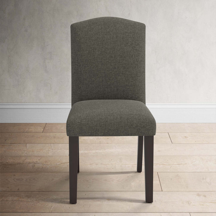 Estrela Upholstered Dining Chair Birch Lane™ Upholstery Color: Zuma Charcoal Textured Linen, Leg Color: Espresso
