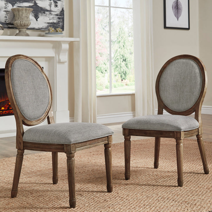Libretto Linen Upholstered Side Chair (Set of 2) Kelly Clarkson Home Leg Color: Brown, Color: Gray Linen