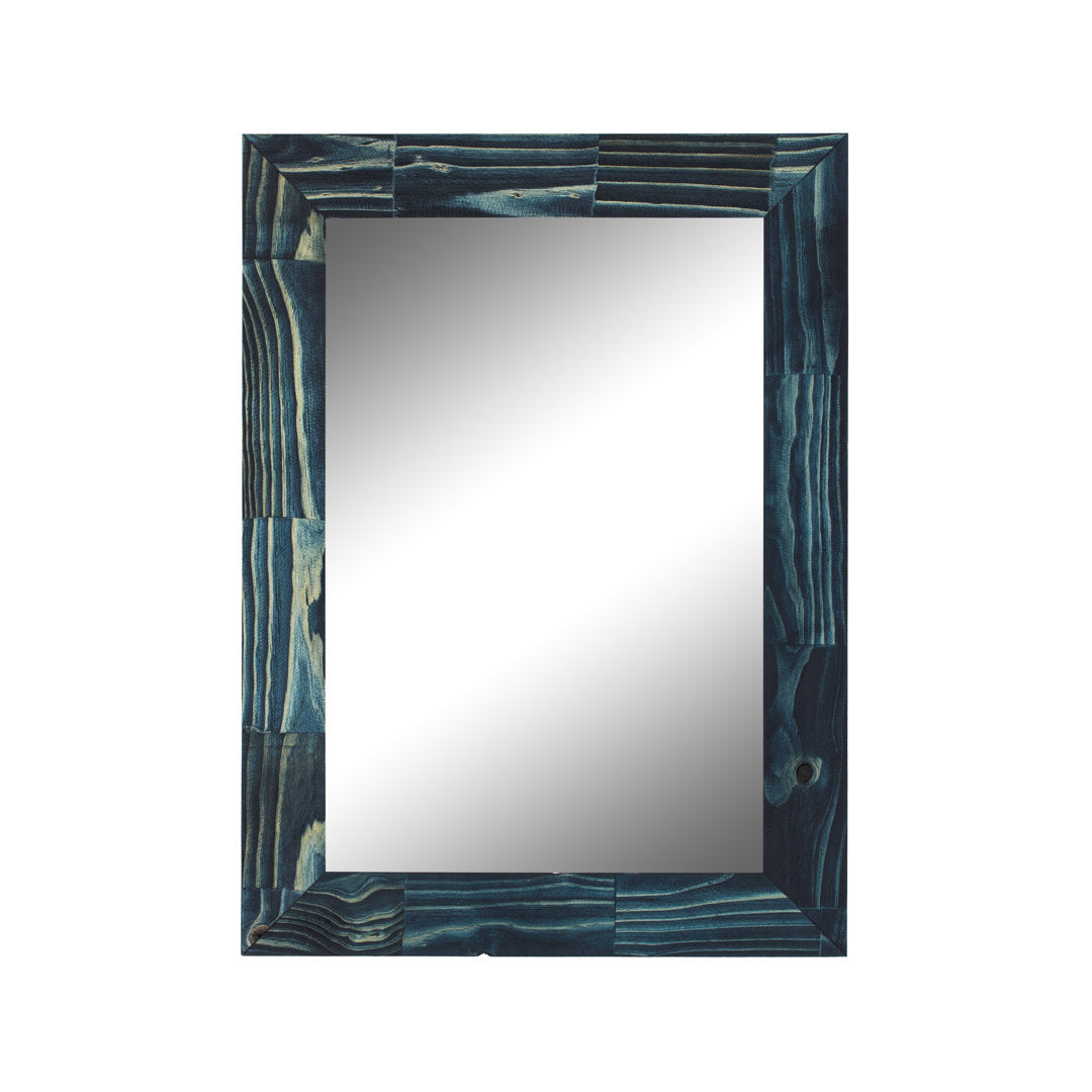 Aydrien Farmhouse / Country Distressed Mirror Millwood Pines Size: 34" x 24" Finish: Blue