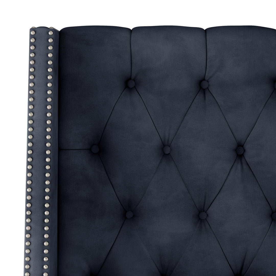Annabel Upholstered Wingback Bed Kelly Clarkson Home Size: Twin Body Fabric: Classic Ink Performance Velvet