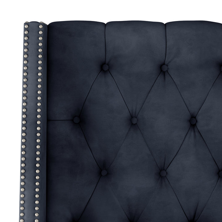 Annabel Upholstered Wingback Bed Kelly Clarkson Home Size: Twin Body Fabric: Classic Ink Performance Velvet