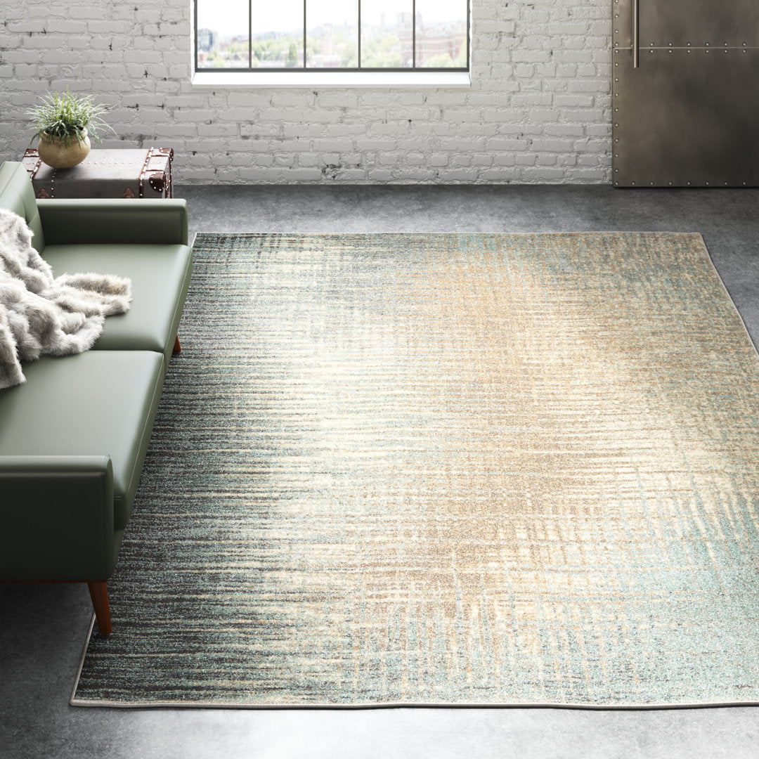 Kylan Abstract Teal/Gray/Beige Area Rug Steelside™ Rug Size: Rectangle 5'3" x 7'3"