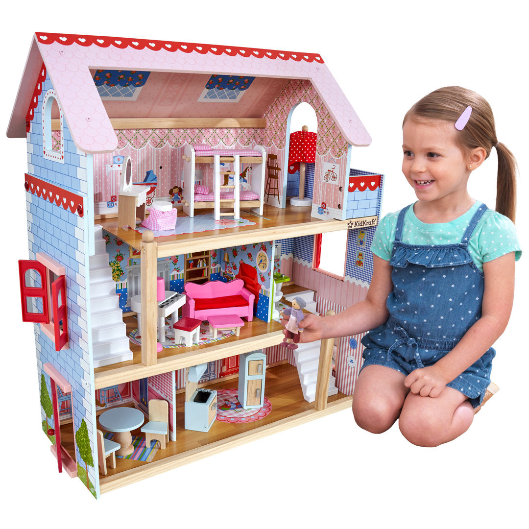 Chelsea Doll Cottage Wooden Dollhouse with 16 Accessories, for 5-Inch Dolls KidKraft