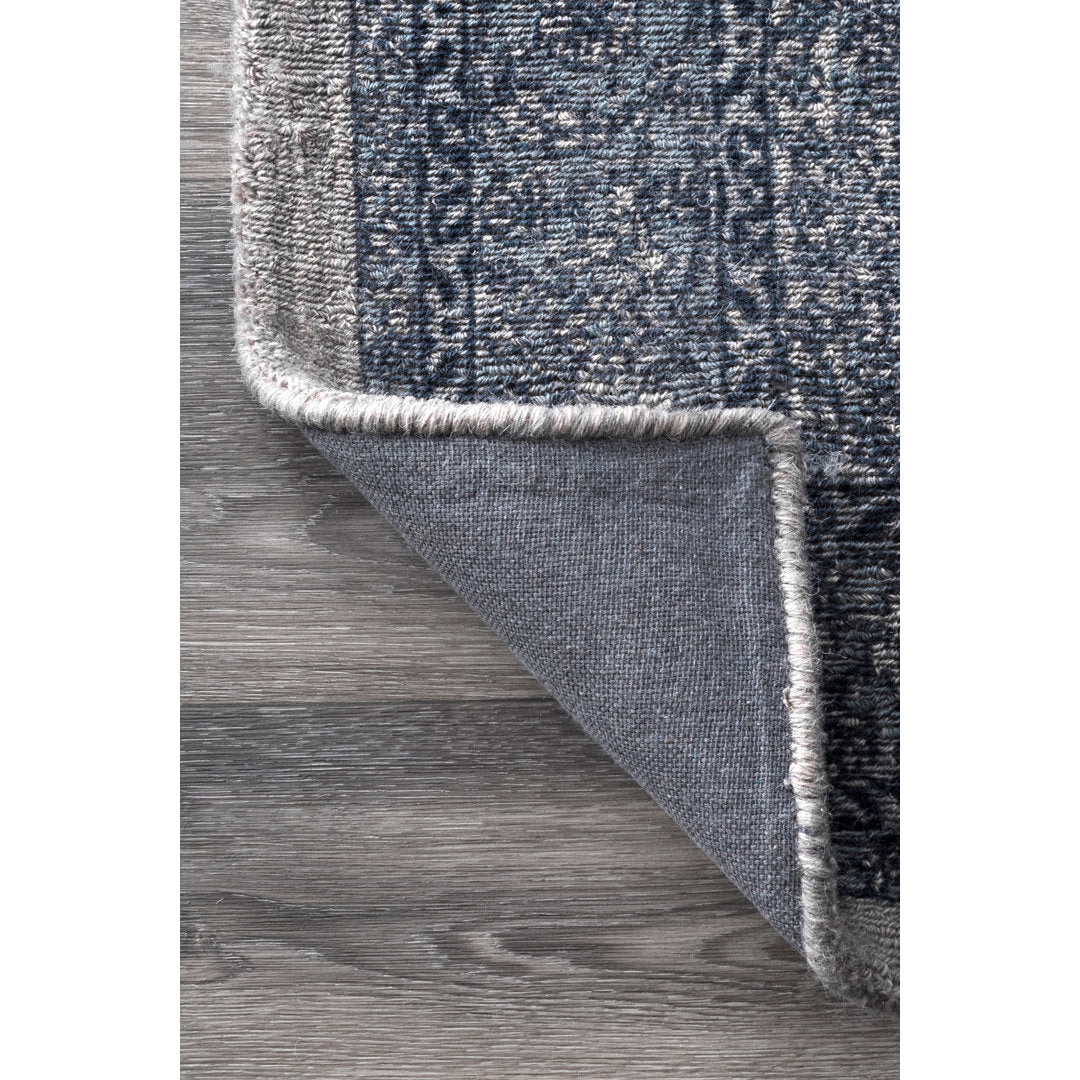 Emette Oriental Handmade Wool Area Rug in Dark Blue Bungalow Rose Rug Size: Rectangle 8'6" x 11'6"
