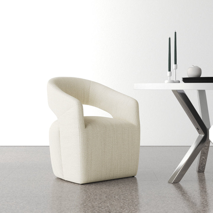 Camino Performance Fabric Rolling Arm Chair AllModern Upholstery Color: Off White Boucle