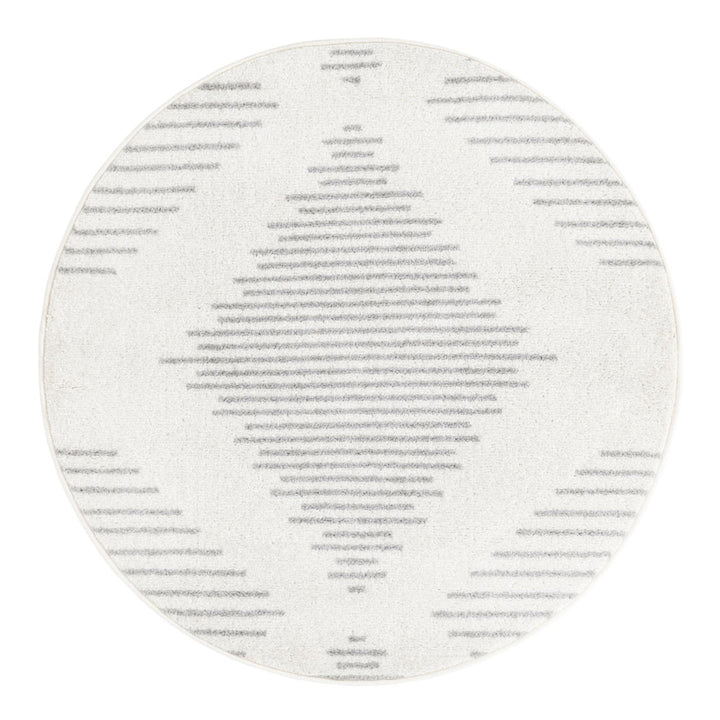 Cohutta Geometric Grey and Ivory Area Rug The Twillery Co.® Rug Size: Round 3'3"