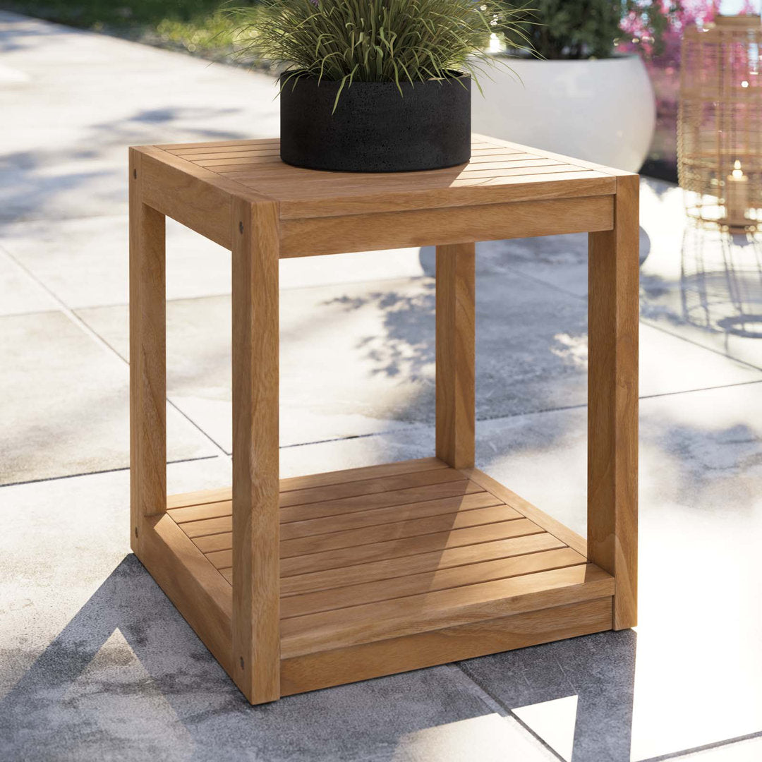 Modway Carlsbad Teak Wood Outdoor Patio Side Table Modway