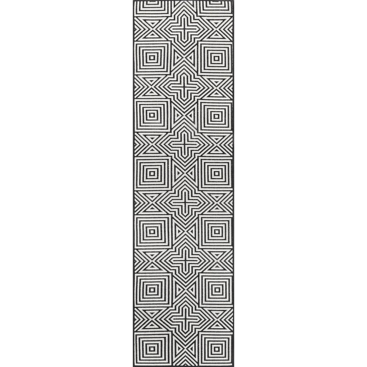 Cahuilla Geometric Black/White Indoor / Outdoor Area Rug Wade Logan® Rug Size: Runner 2' x 8'