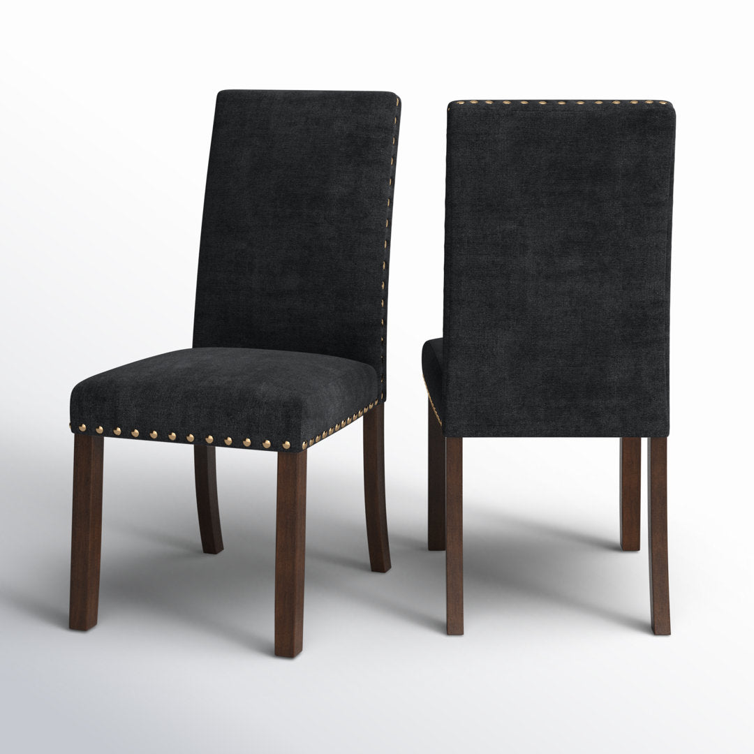 Bontrager Linen Dining Room Parsons Chair (Set of 2) Andover Mills™ Upholstery Color: Black