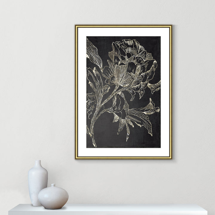 Golden Flower Folklore I by Asia Jensen - Picture Frame Graphic Art Print Joss & Main Size: 36.75" H x 26.75" W Format: Gold Framed