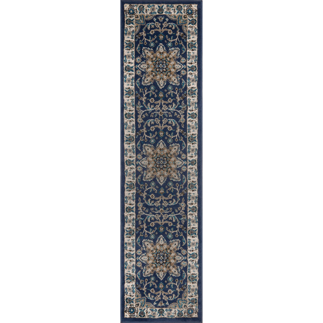 Mountview Oriental Area Rug in Navy/Ivory/Beige Andover Mills™ Rug Size: Runner 1'9" x 7'2"