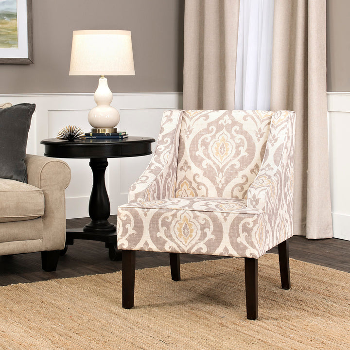 Adona Accent Chair Mistana™ Fabric: Tan/ Yellow/ Cream Damask  100% Cotton