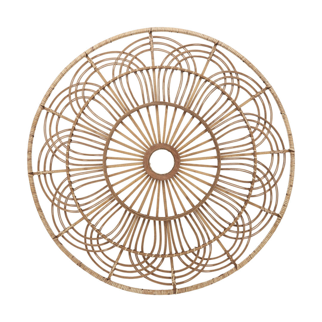 36-inch Round Wicker Brown Hanging Wall Decor - A Contemporary Rustic Accent for Home or Office Mistana™