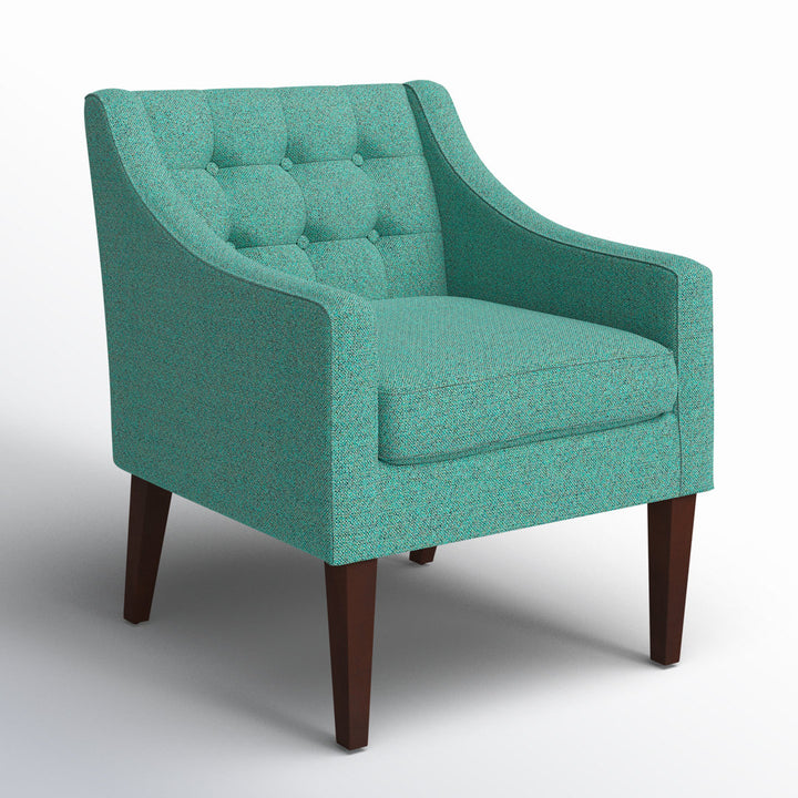 Clopton 26" Wide Mid-Century Modern Tufted Accent Armchair Hashtag Home Fabric: Nubby Green Polyester Blend
