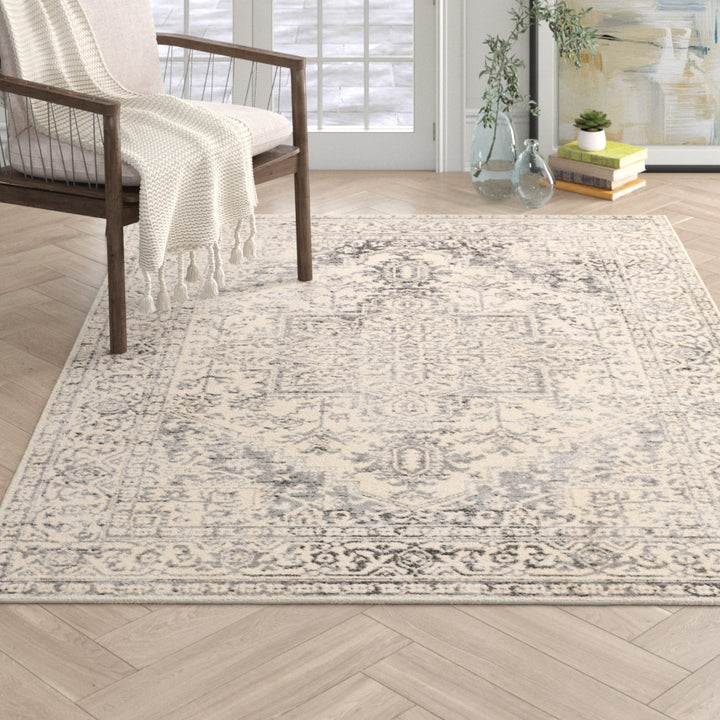 Witten Distressed Charcoal/Cream Area Rug Bungalow Rose Rug Size: Rectangle 8'10" x 12'