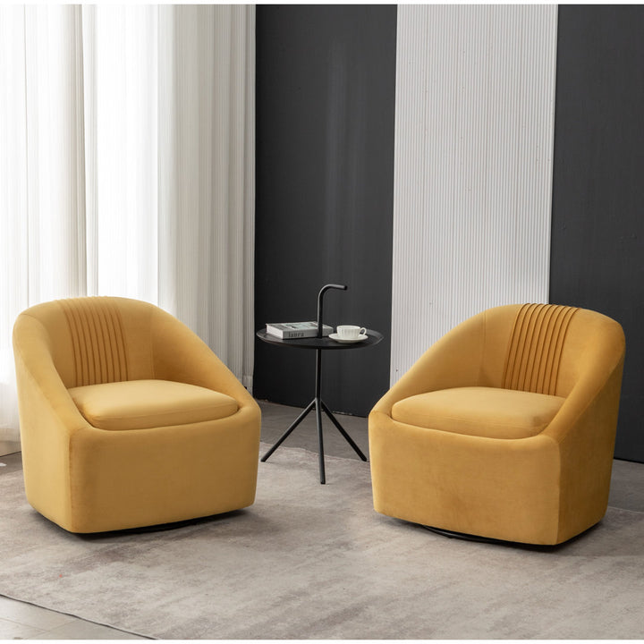Arrun 28" W Velvet Swivel Barrel Chair (Set of 2) Wade Logan® Fabric: Yellow Velvet