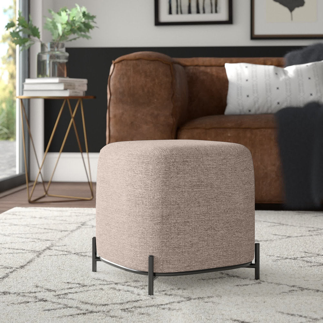 Ohman 16.5'' Wide Square Cube Ottoman Mercury Row® Leg Color: Black Body Fabric: Light Brown Basketweave