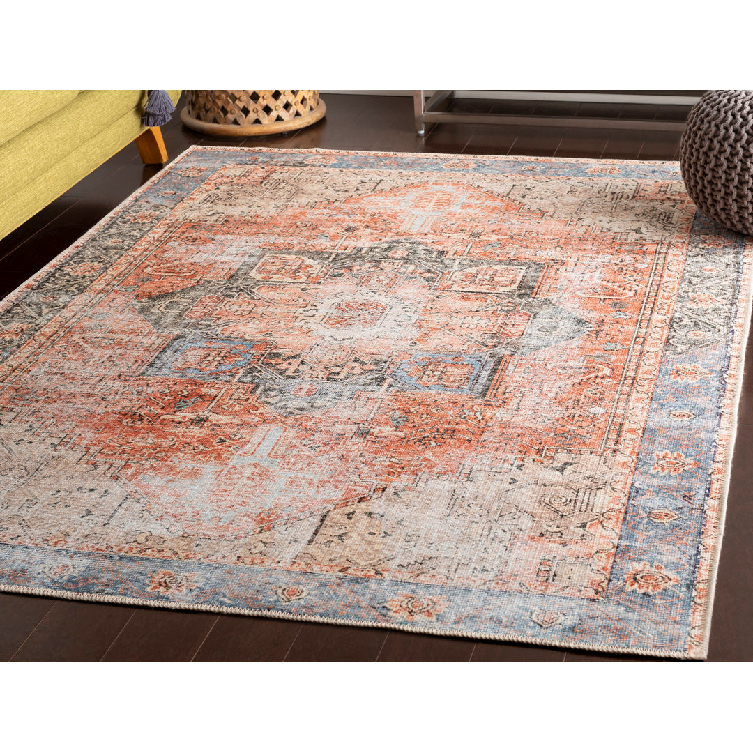 Mya Machine Washable Oriental Brick Red/Light Gray Area Rug World Menagerie Rug Size: Rectangle 8'10" x 12'