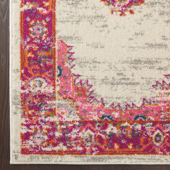 Abbate Oriental Ivory/Pink Indoor Area Rug Mercury Row® Rug Size: Rectangle 5'3" x 7'3"