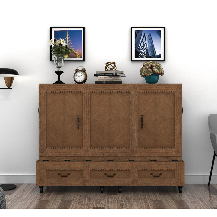 Imperial Queen Solid Wood Rolling Cabinet Bed with Mattress Red Barrel Studio® Color: Brown