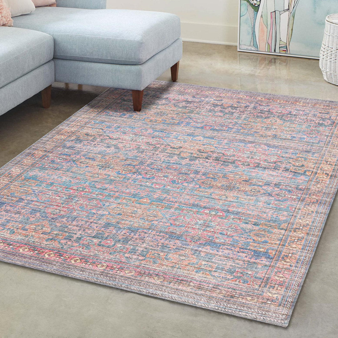 Hadsell Machine Made Power Loom Antique Blue Area Rug Langley Street® Rug Size: Rectangle 5'3" x 8'