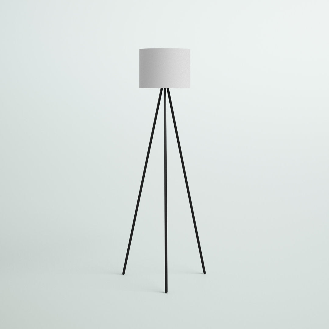 61.5" Mid-Century Modern Tripod Floor Lamp, Black Ebern Designs