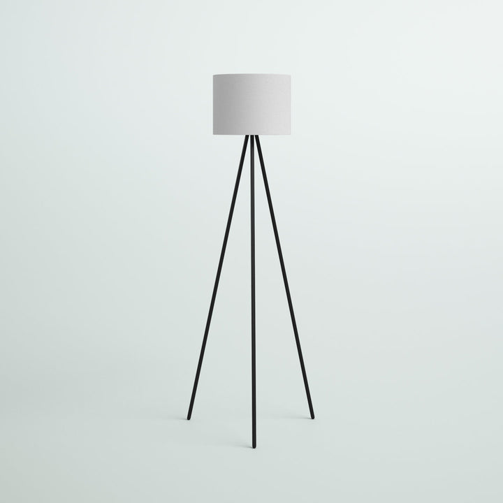 61.5" Mid-Century Modern Tripod Floor Lamp, Black Ebern Designs