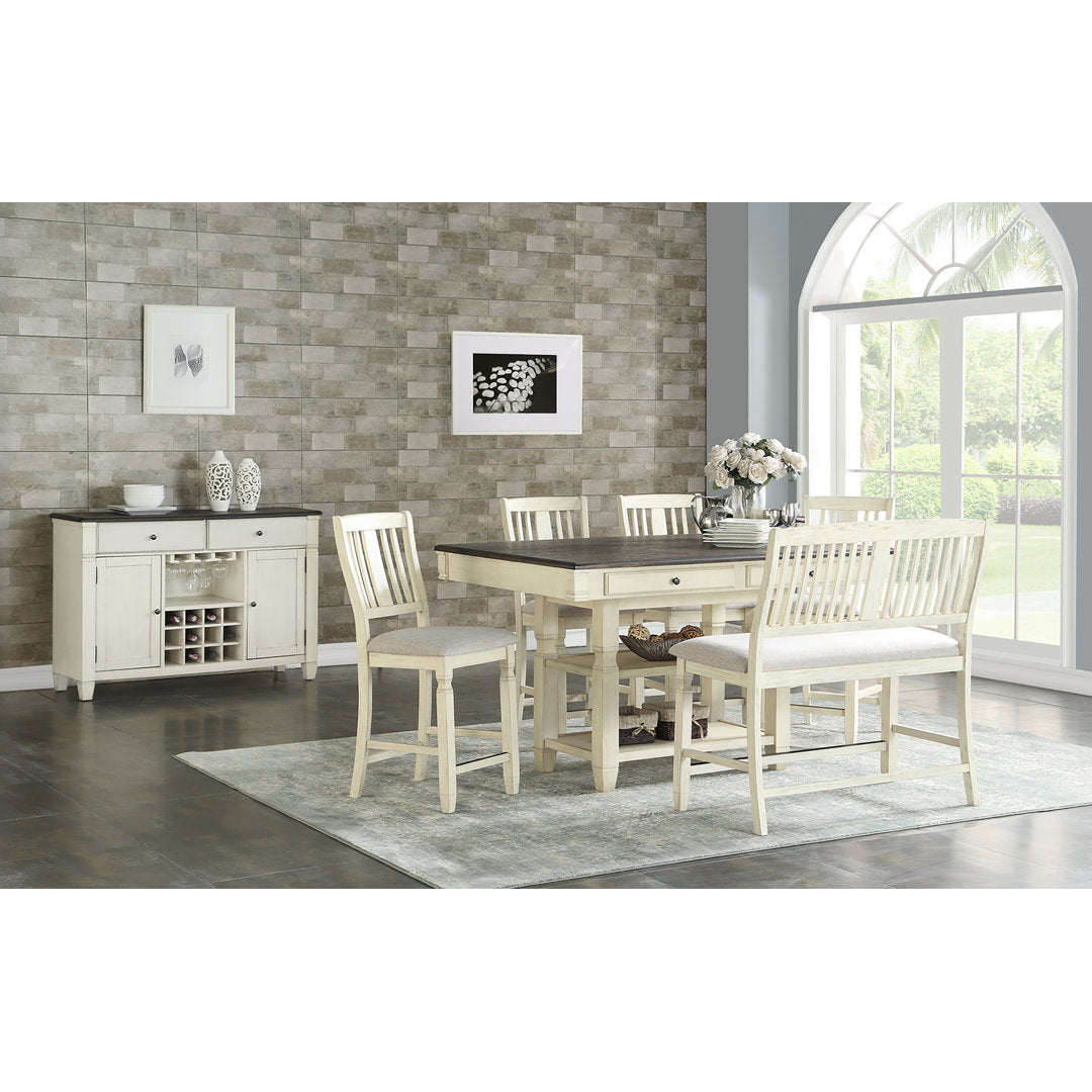 Elara Counter Height Solid Wood Dining Table Rosalind Wheeler Base Color: White