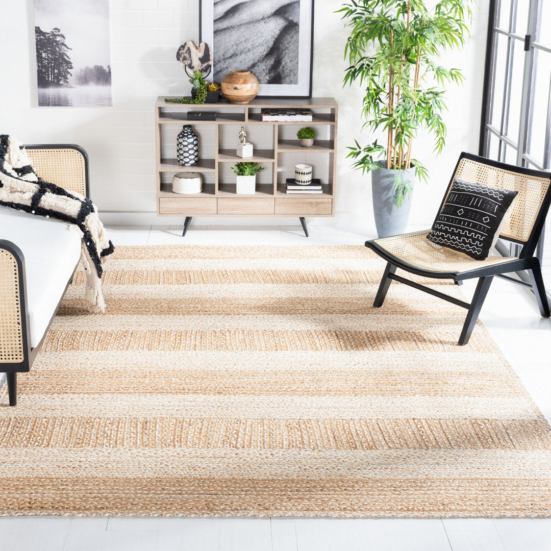 Chesnut Natural Fiber Flat Weave Jute And Cotton With Latex Striped Rug Bay Isle Home™ Rug Size: Rectangle 10' x 14'