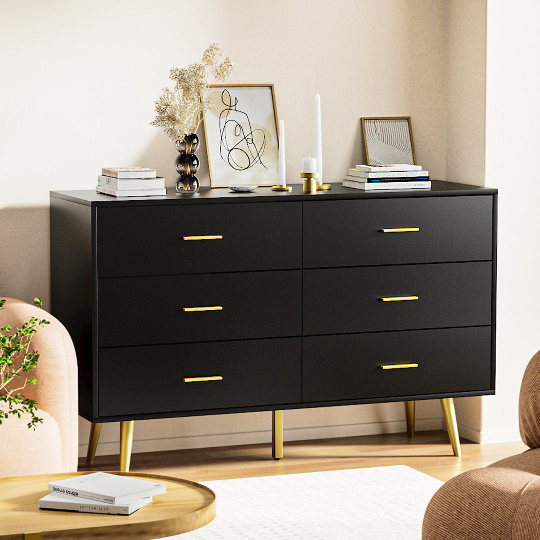 Kamily 6 Drawer 47.25" W Double  Dresser Mercer41 Color: Black
