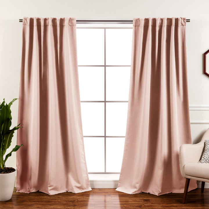 Bantam Solid Blackout Thermal Rod Pocket Curtain Panels (Set of 2) Ebern Designs Curtain Color: Blush Size per Panel: 52" W x 108" L