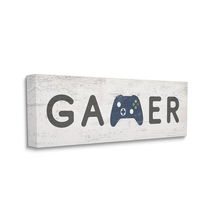 Gamer Typography Kids' Video Game Controller Sign Black Framed Giclee Texturized Art By Daphne Polselli Stupell Industries Size: 13" H x 30" W x 1.5" D Format: Wrapped Canvas