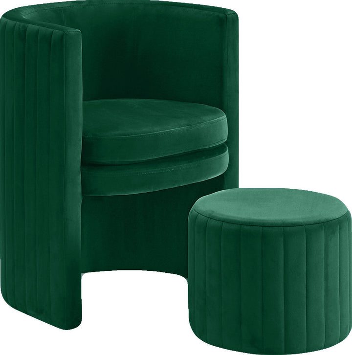 Amilliona Barrel Chair and Ottoman Wrought Studio™ Fabric: Green Velvet