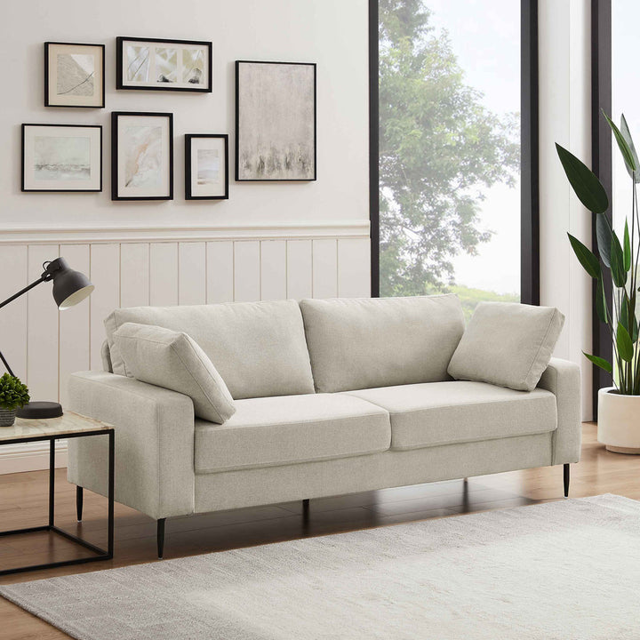 Jeses MINIMORE Modern Style Etta 84.3" Mid-Century Modern Design Sofa Corrigan Studio® Fabric: Off White Linen Blend