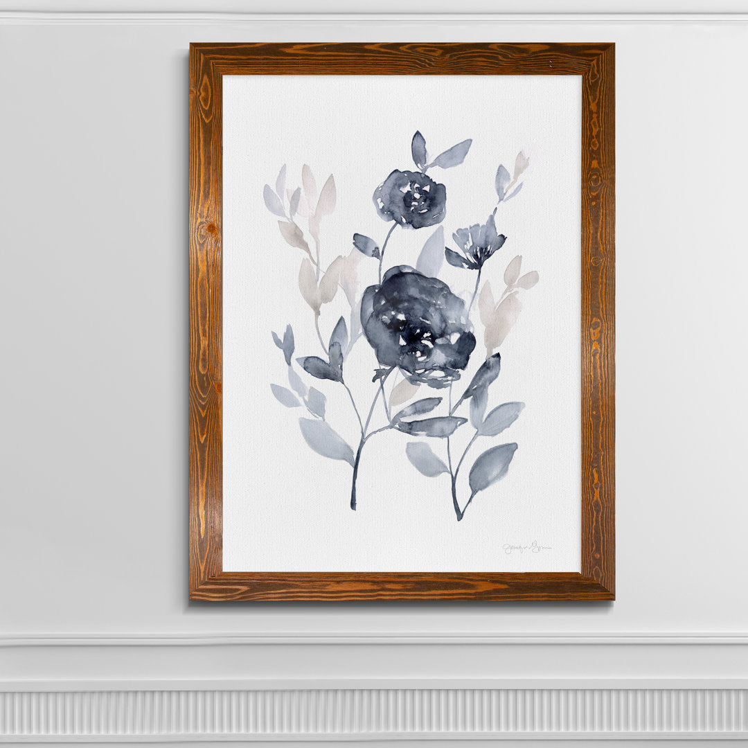 Peonies In Gray II' - Picture Frame Print on Glass Winston Porter Size: 32" H x 44" W x 1.25" D Format: Framed Espresso Canvas