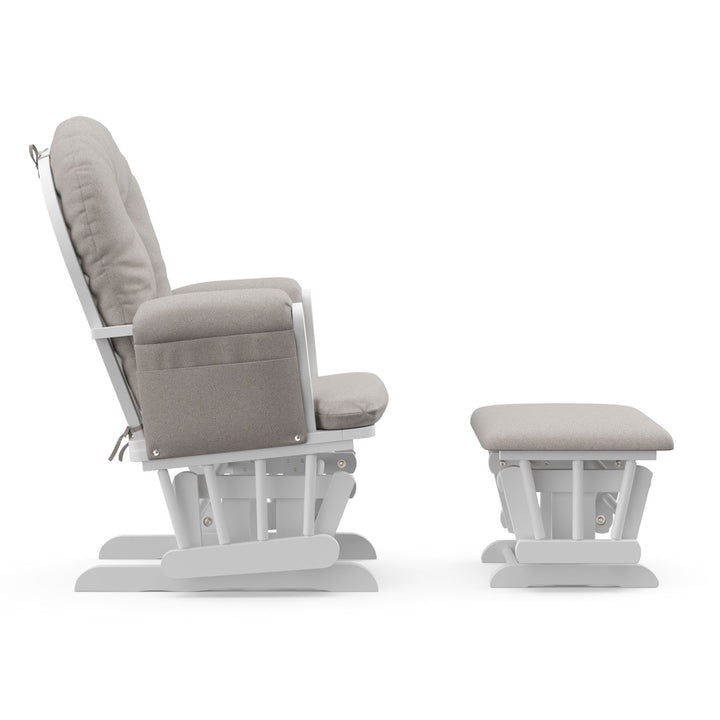Hoop Glider with Ottoman Storkcraft Upholstery Color: Taupe Swirl, Frame Color: White