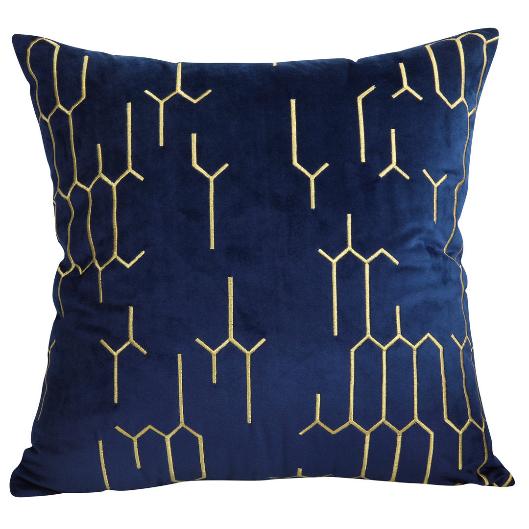Embroidered Velvet Throw Pillow Cover moonfairyco Color: Blue