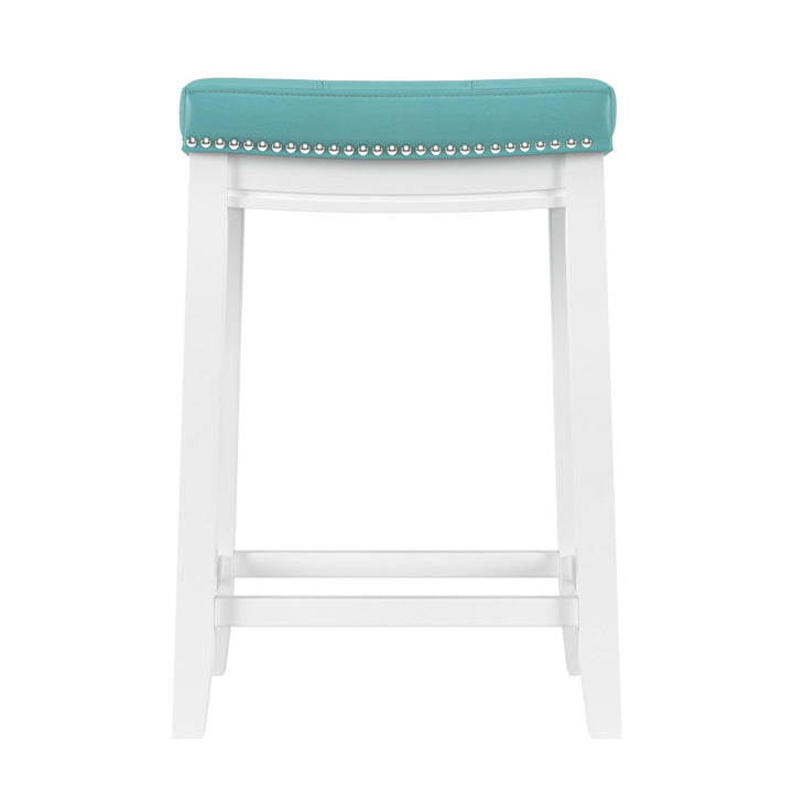 Arlyce Counter & Bar Solid Wood Backless Stool with Upholstered Seat Lark Manor™ Seat Height: Counter Stool (26.5" Seat Height)