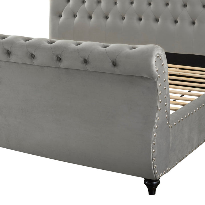 Matos Tufted Upholstered Sleigh Bed Rosdorf Park Color: Gray Size: King
