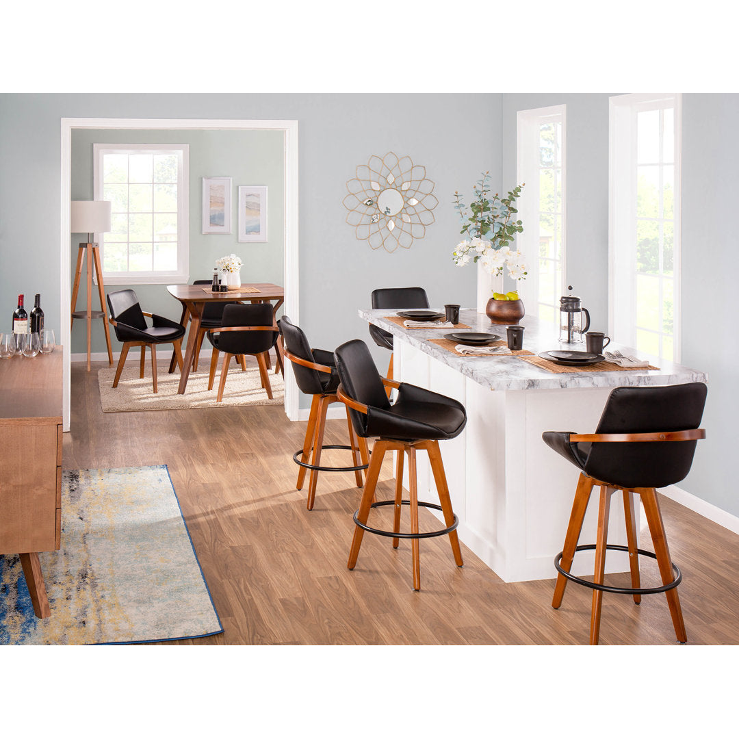 Whitacre Swivel Stool Wade Logan® Upholstery: Black Faux Leather, Seat Height: Counter Stool (26" Seat Height)