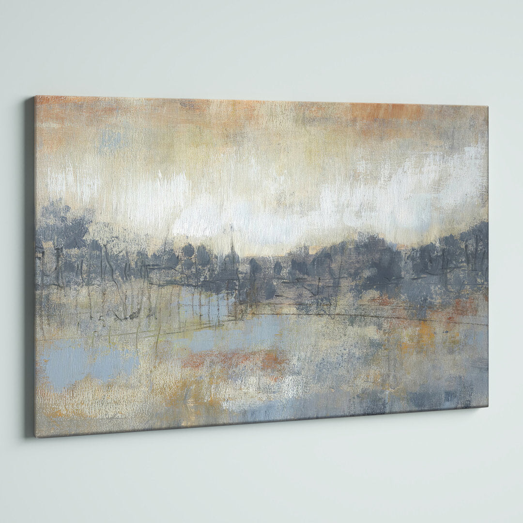 Cool Grey Horizon I - Wrapped Canvas Print Steelside™ Size: 32" H x 48" W