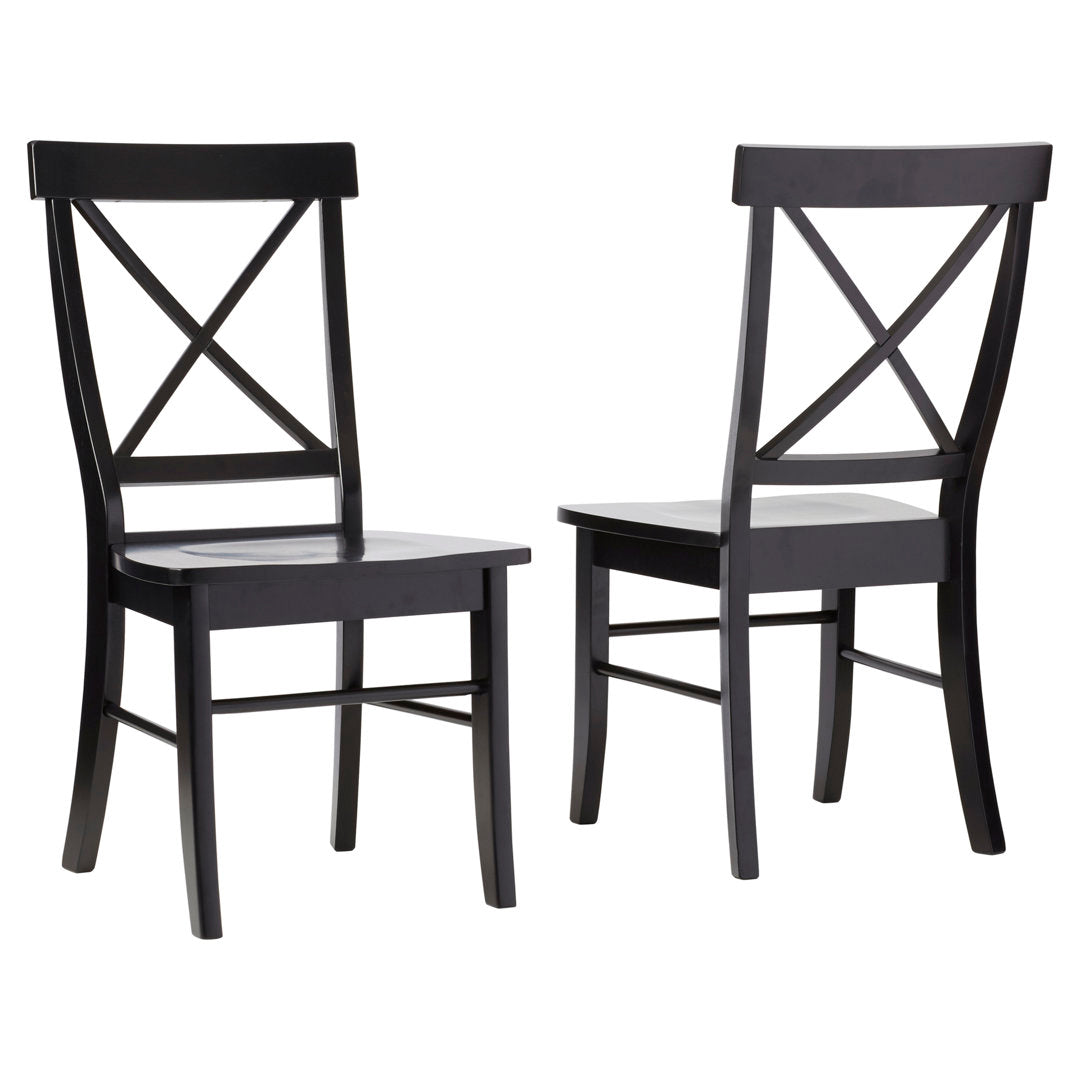 Solid Wood Cross Back Side Chair (Set of 2) August Grove® Color: Black