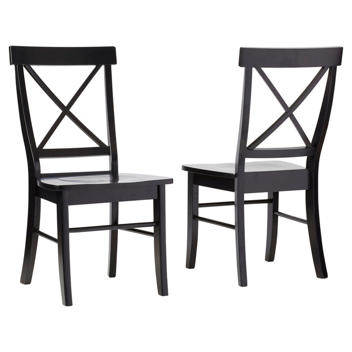 Solid Wood Cross Back Side Chair (Set of 2) August Grove® Color: Black