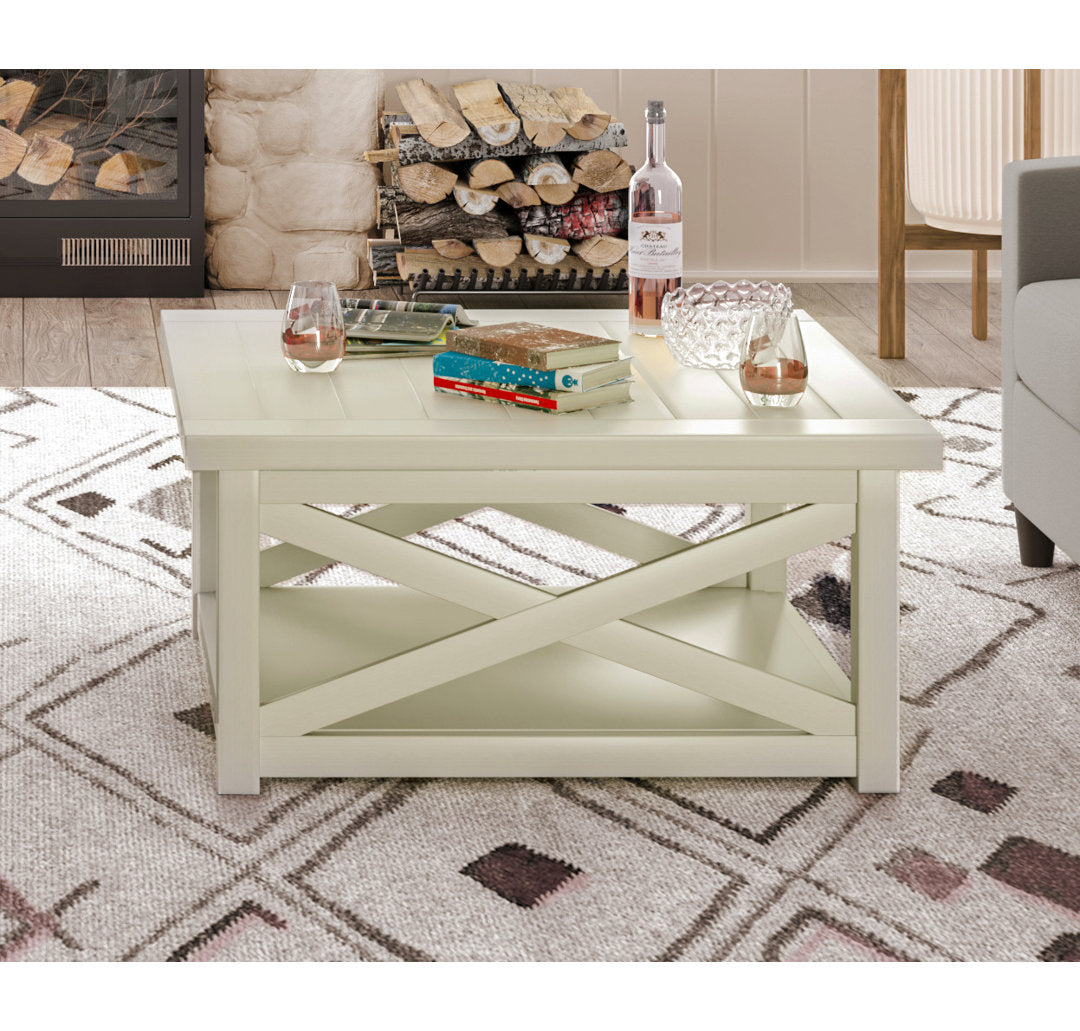 Lana Cross Legs Coffee Table with Storage Sand & Stable™
